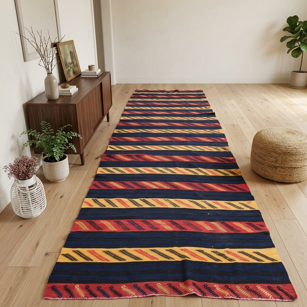 Pattern on the Zerrinruh vintage kilim runner rug – handwoven flatweave in Anatolia, Turkey