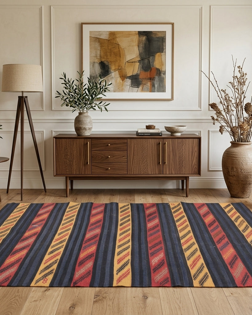 Pattern on the Zerrinkusa vintage kilim runner rug – handwoven flatweave in Anatolia, Turkey
