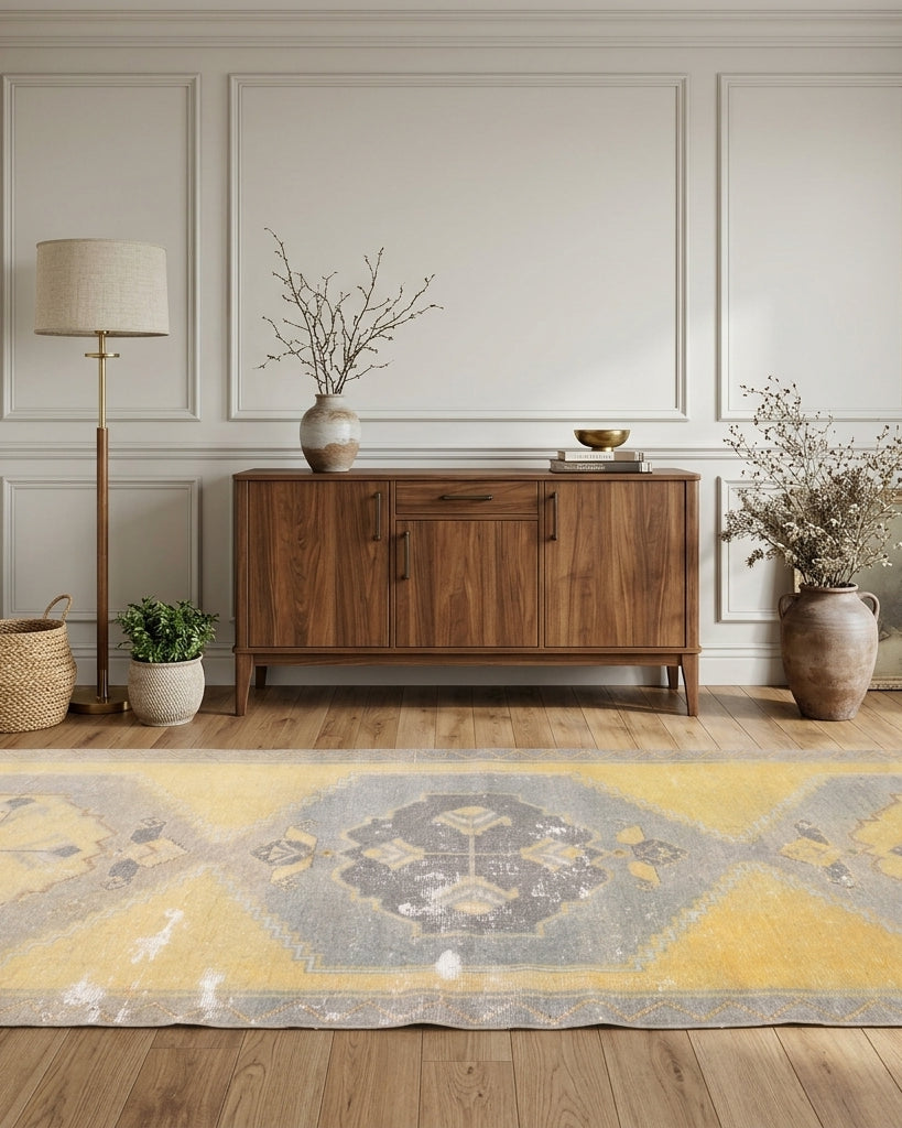 Oriental pattern on the Renginumut vintage runner rug – handmade in Anatolia, Turkey