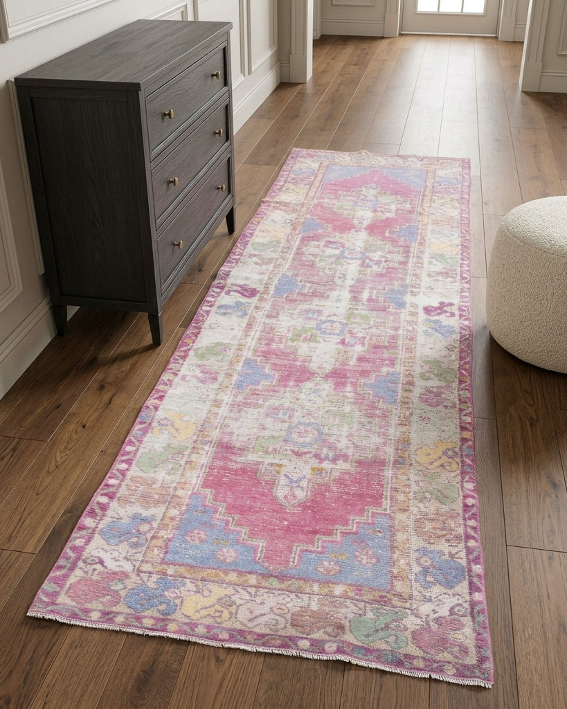 Oriental pattern on the Protomedeia antique washed vintage runner rug – handmade in Anatolia, Turkey