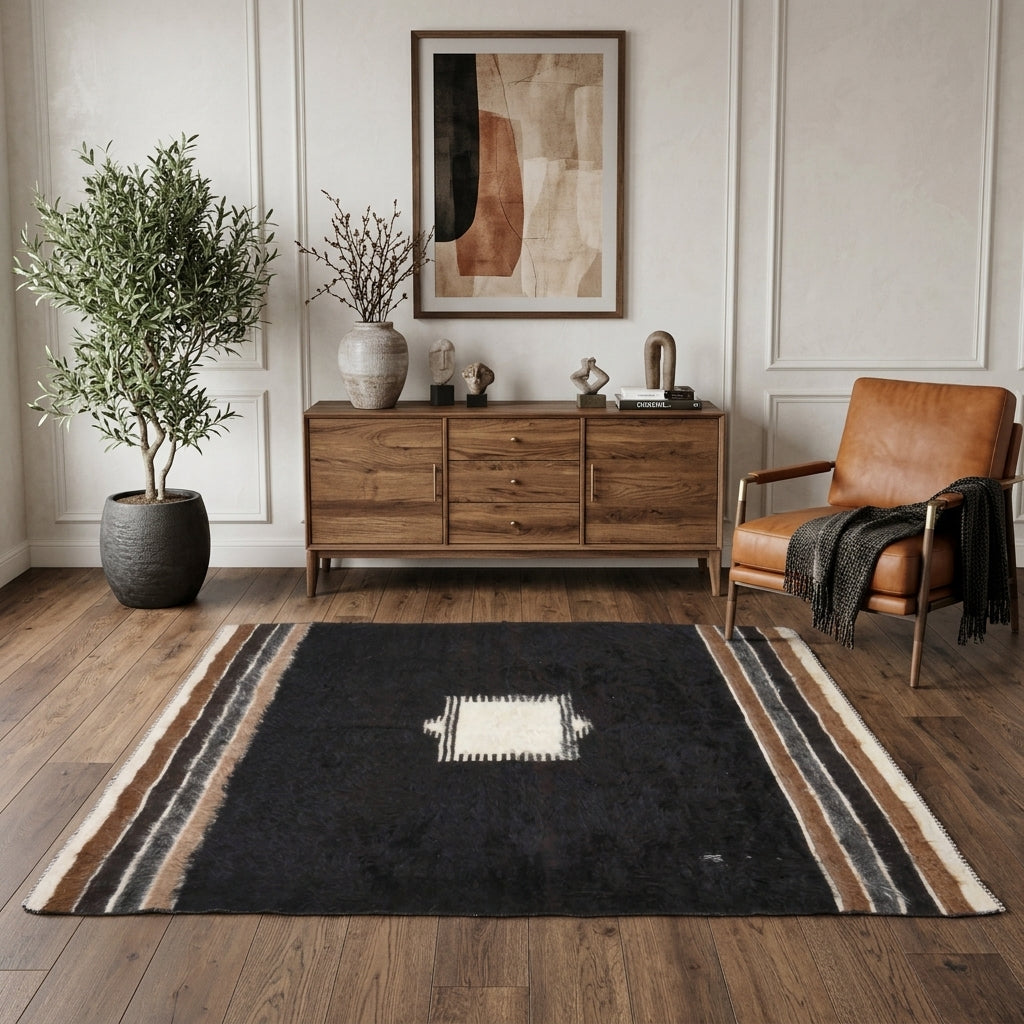 Solid pattern on the Alexia vintage kilim rug – handwoven flatweave in Anatolia, Turkey