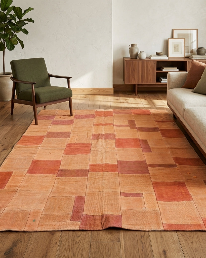 Solid pattern on the Safayar vintage kilim rug – handwoven flatweave in Anatolia, Turkey