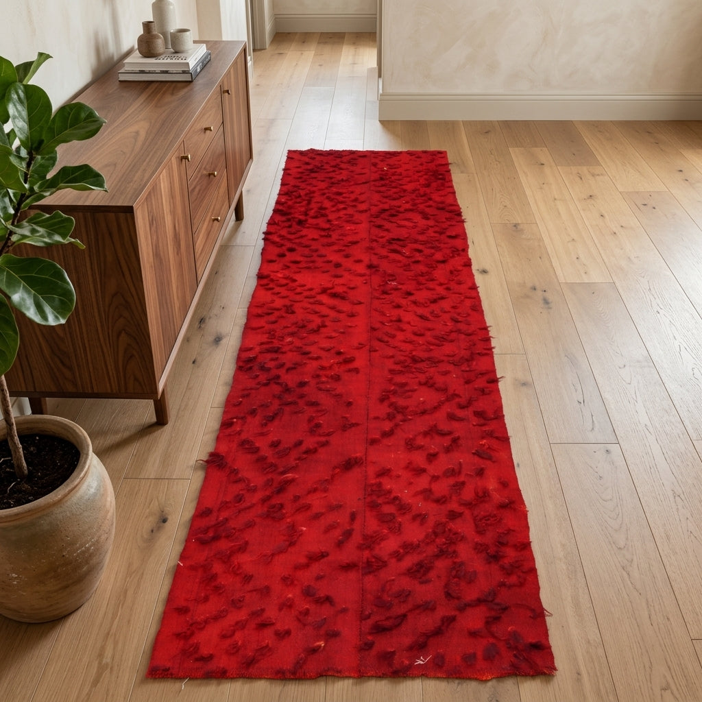 Floral pattern on the Melissope vintage kilim runner rug – handwoven flatweave in Anatolia, Turkey