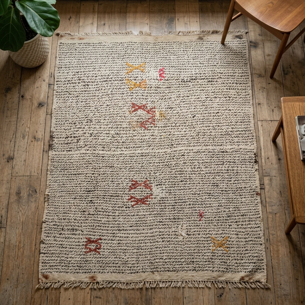 Pattern on the Lysiphyllis vintage kilim runner rug – handwoven flatweave in Anatolia, Turkey
