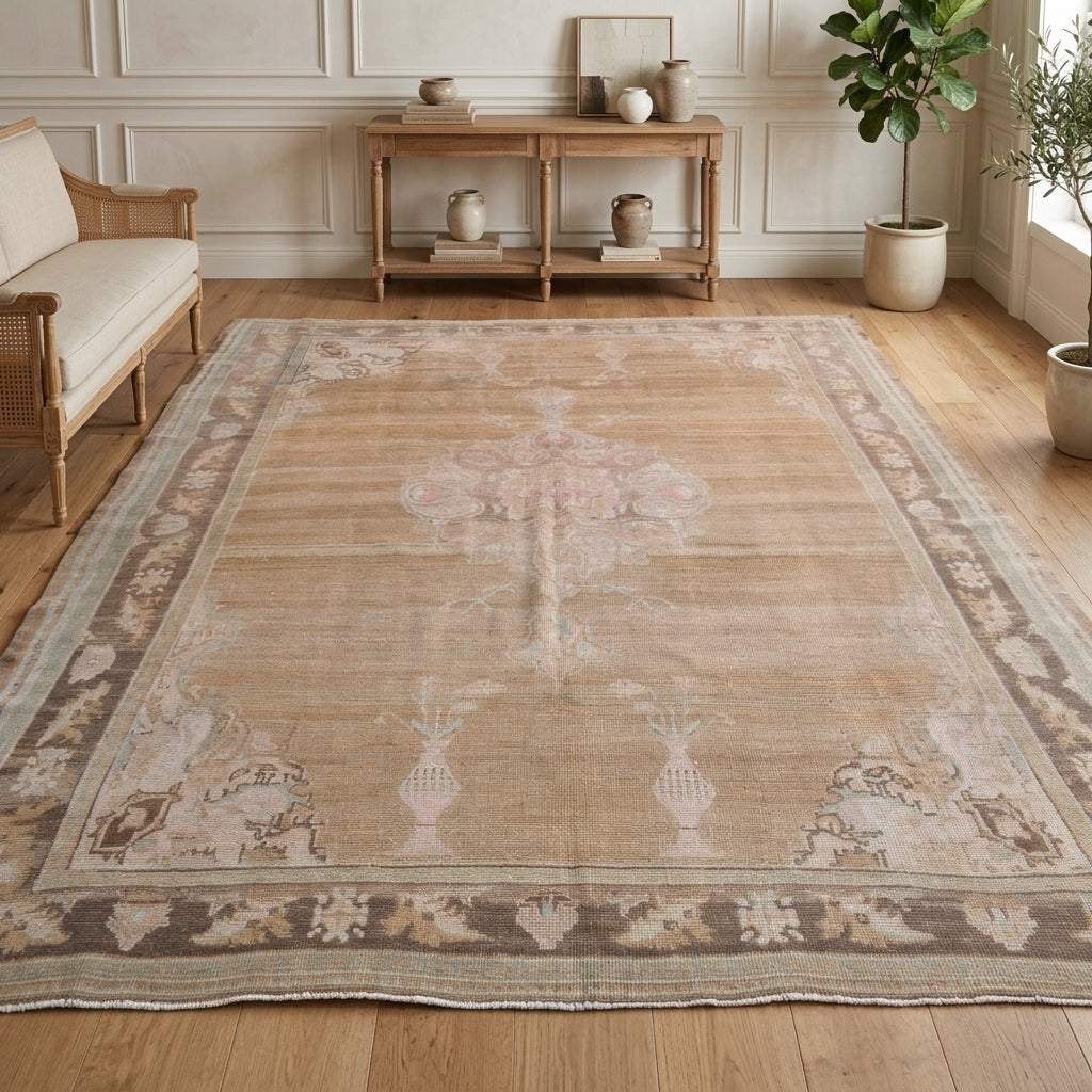 Oriental pattern on the Ruhter vintage area rug – handmade in Anatolia, Turkey