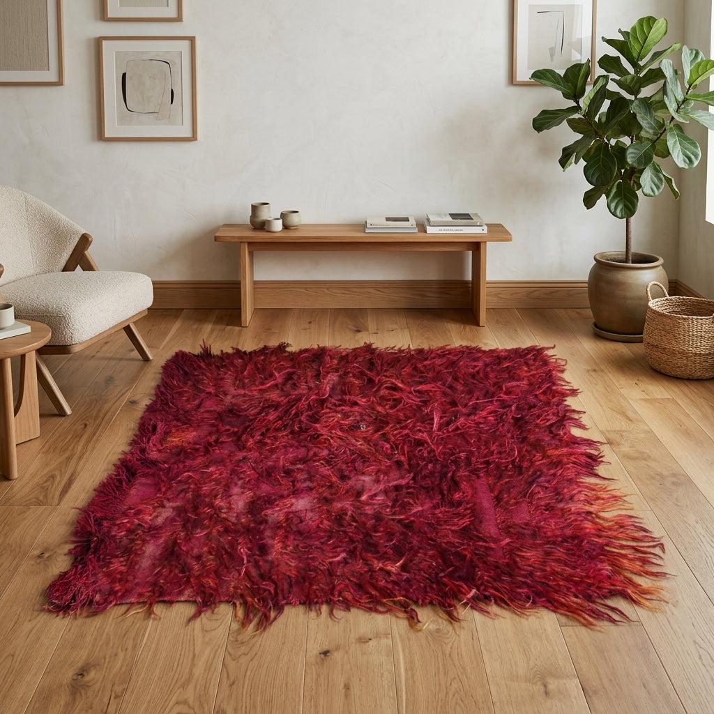 Solid pattern on the Ovsanna vintage kilim rug – handwoven flatweave in Anatolia, Turkey