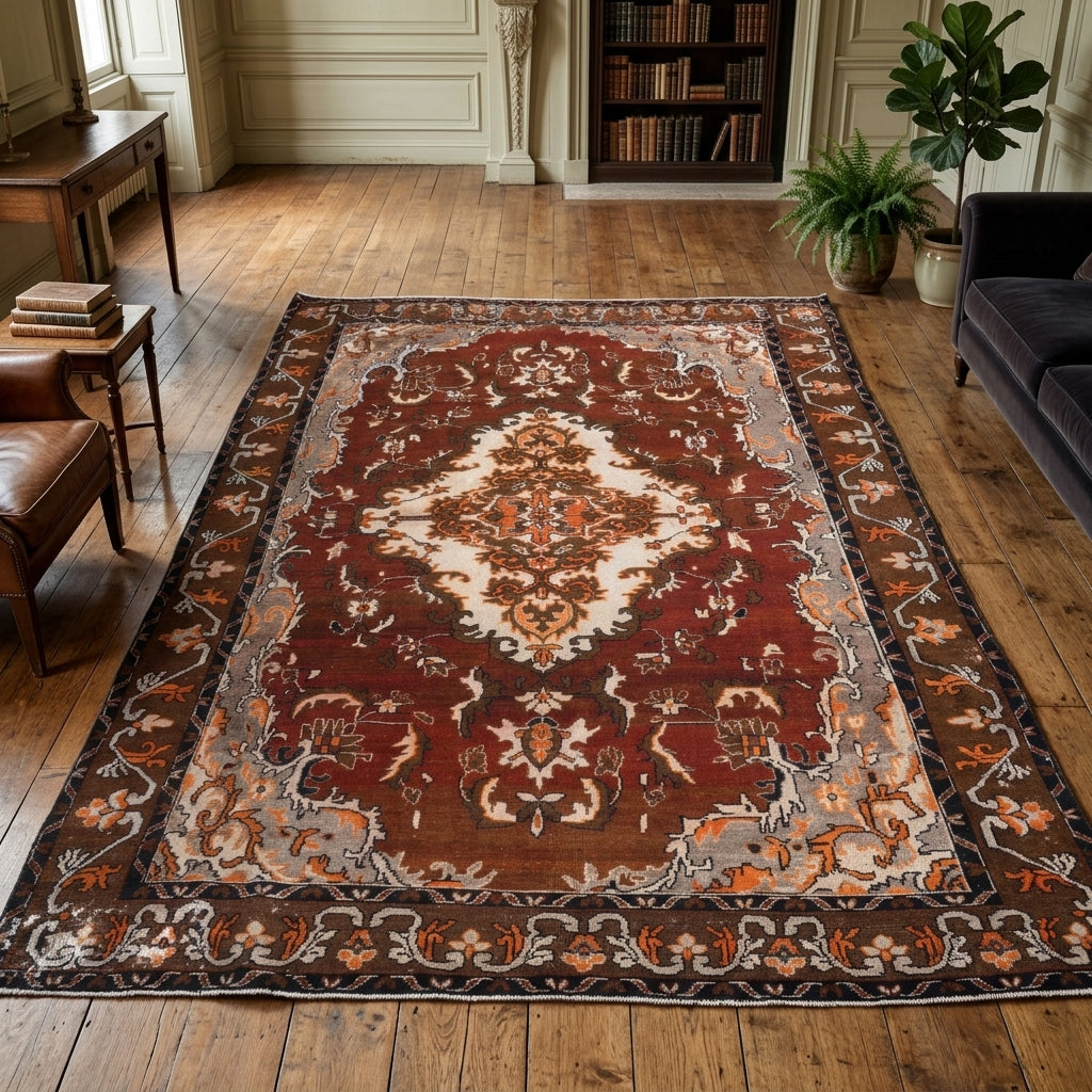 Oriental pattern on the Silanaz vintage area rug – handmade in Anatolia, Turkey