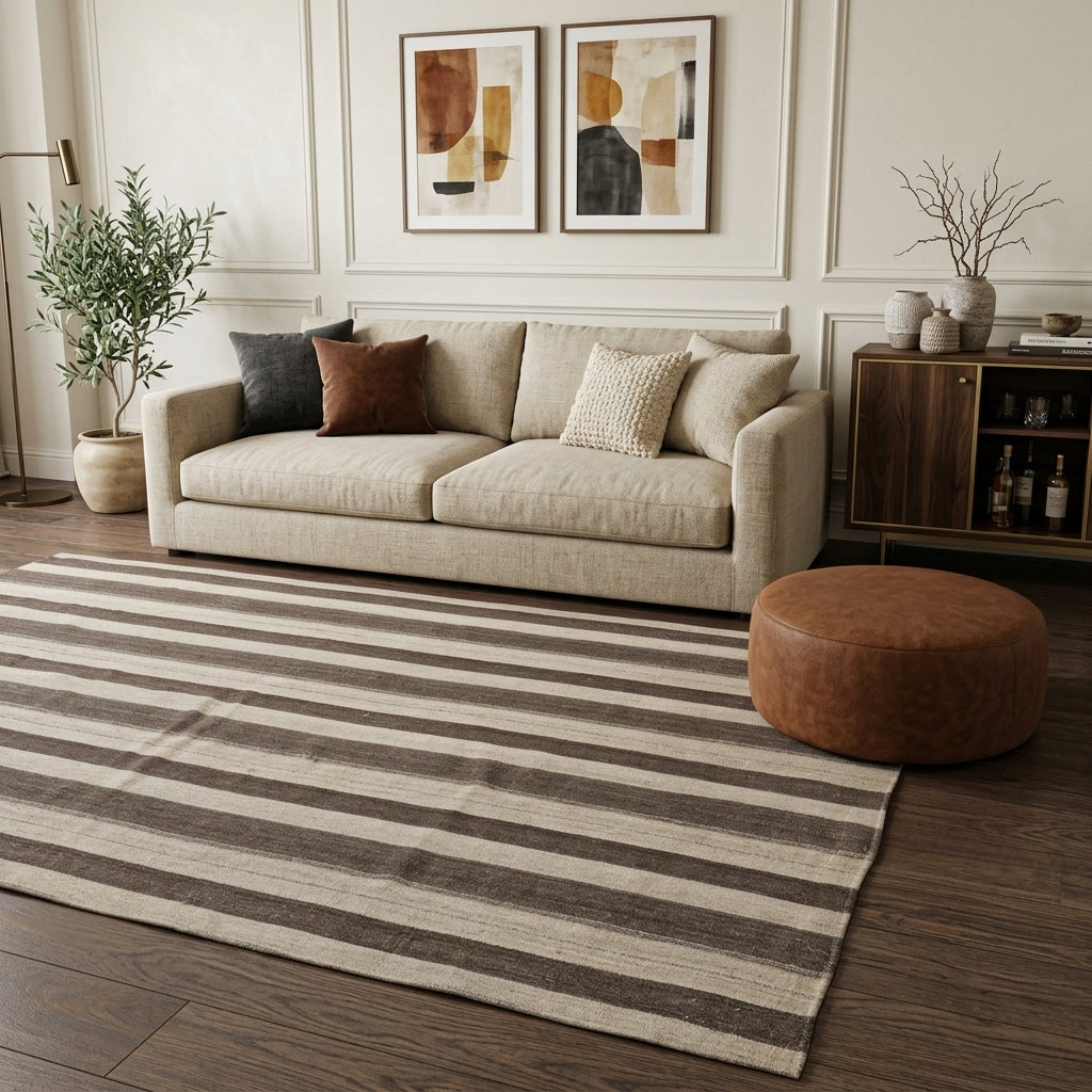 Striped pattern on the Selogena vintage kilim rug – handwoven flatweave in Anatolia, Turkey