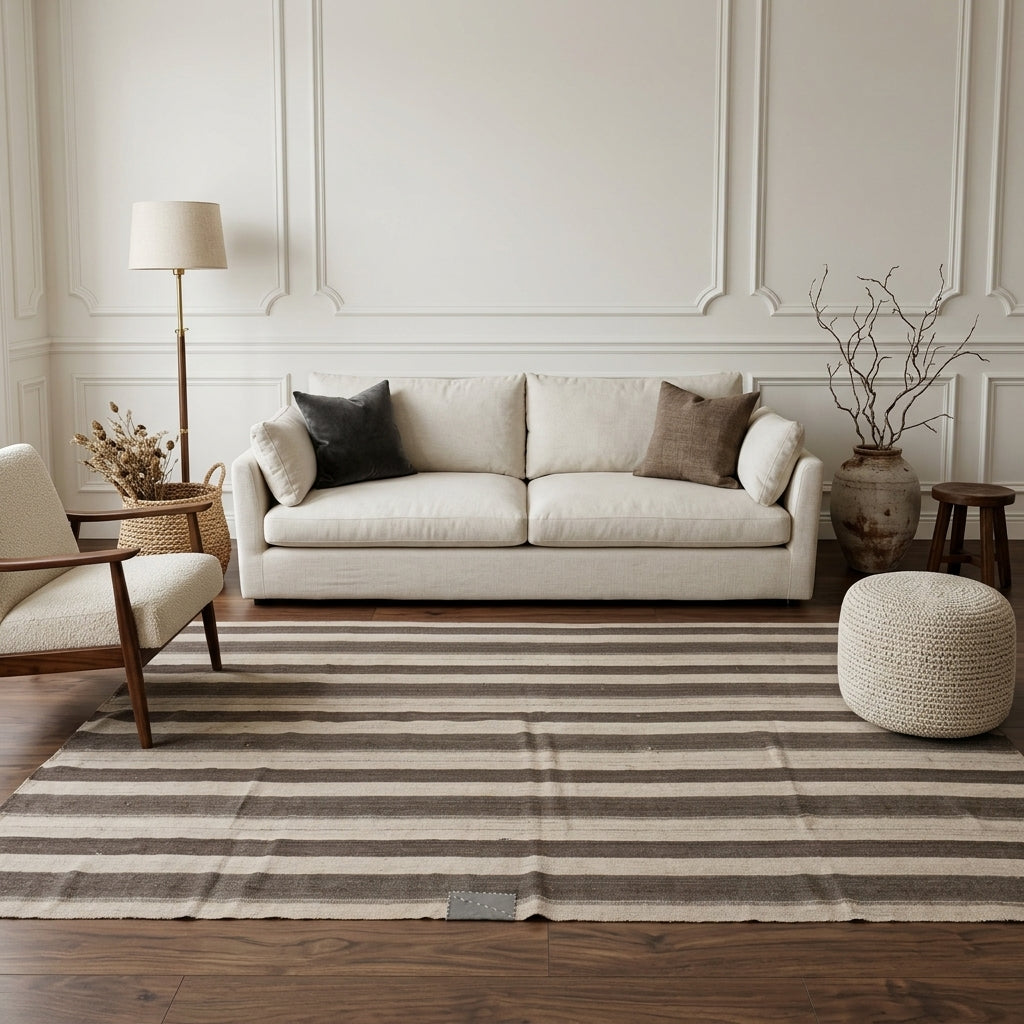Striped pattern on the Selogena vintage kilim rug – handwoven flatweave in Anatolia, Turkey