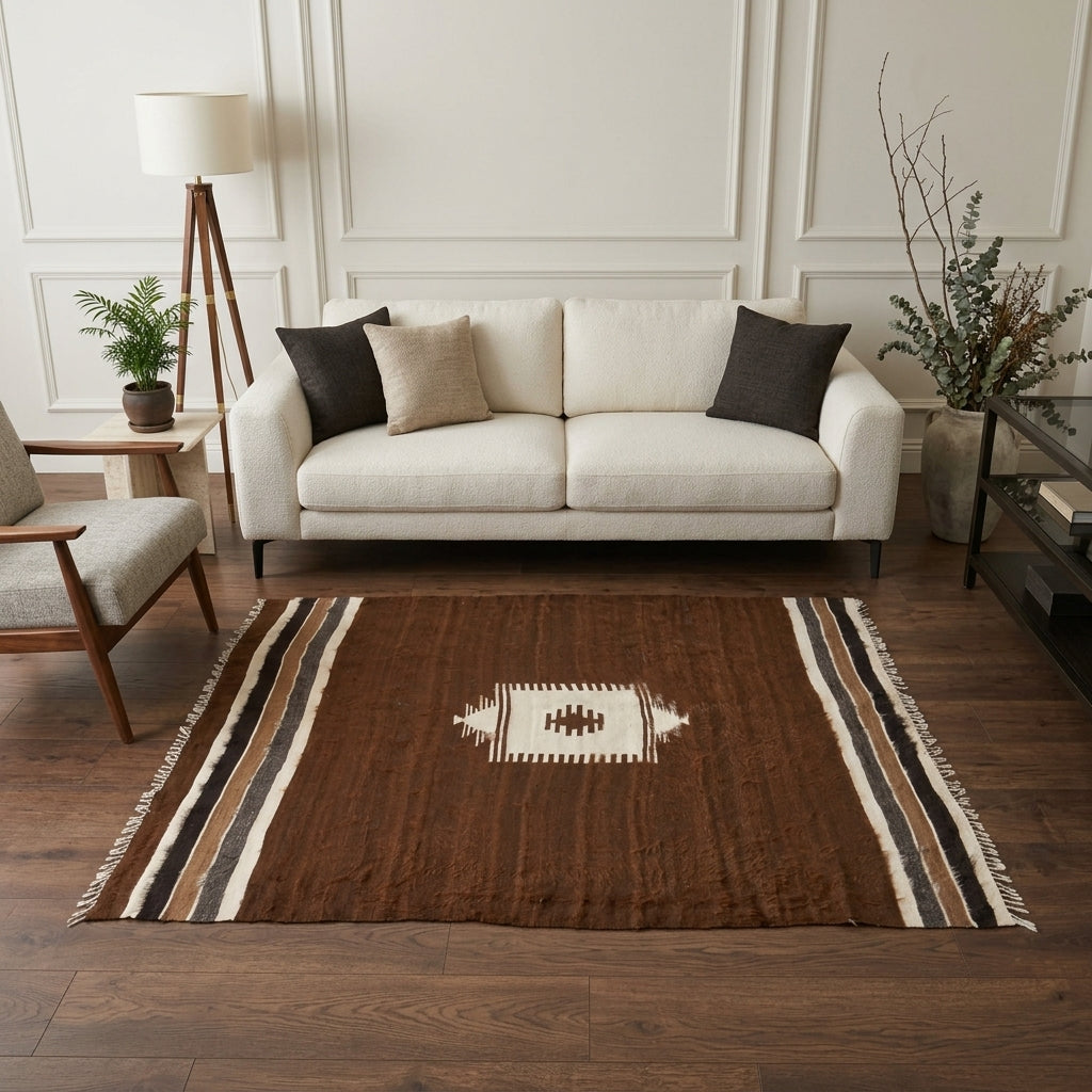 Solid pattern on the Theomira vintage kilim rug – handwoven flatweave in Anatolia, Turkey