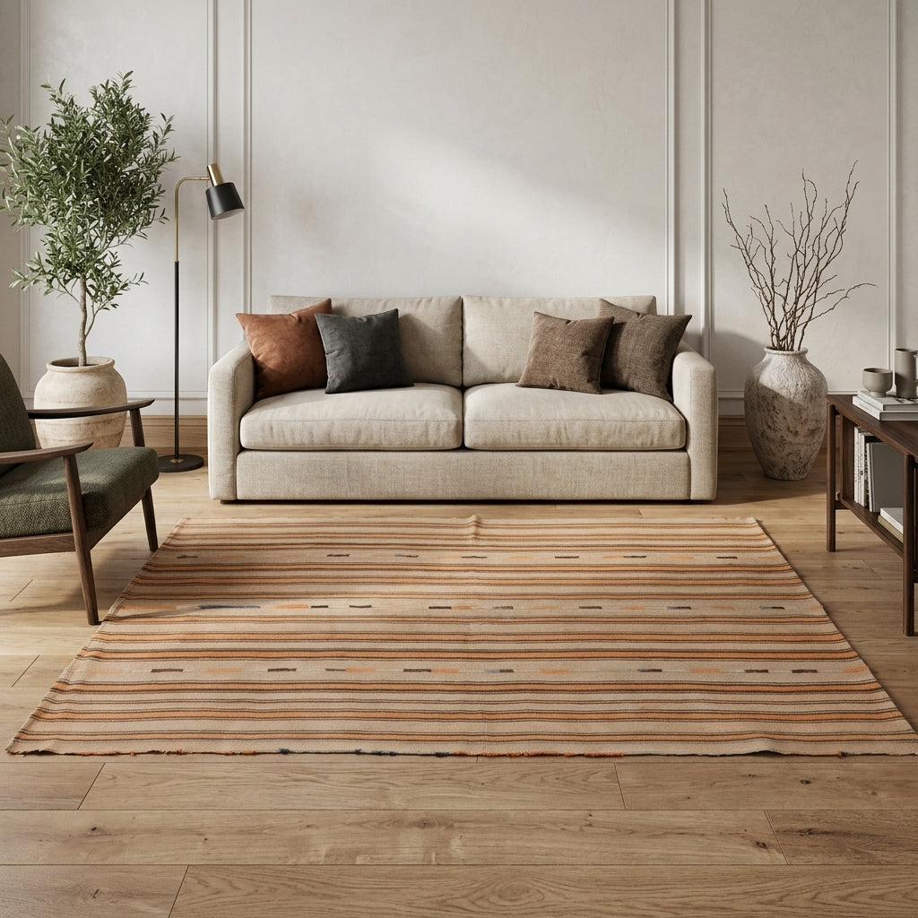 Striped pattern on the Terpsaura vintage kilim rug – handwoven flatweave in Anatolia, Turkey