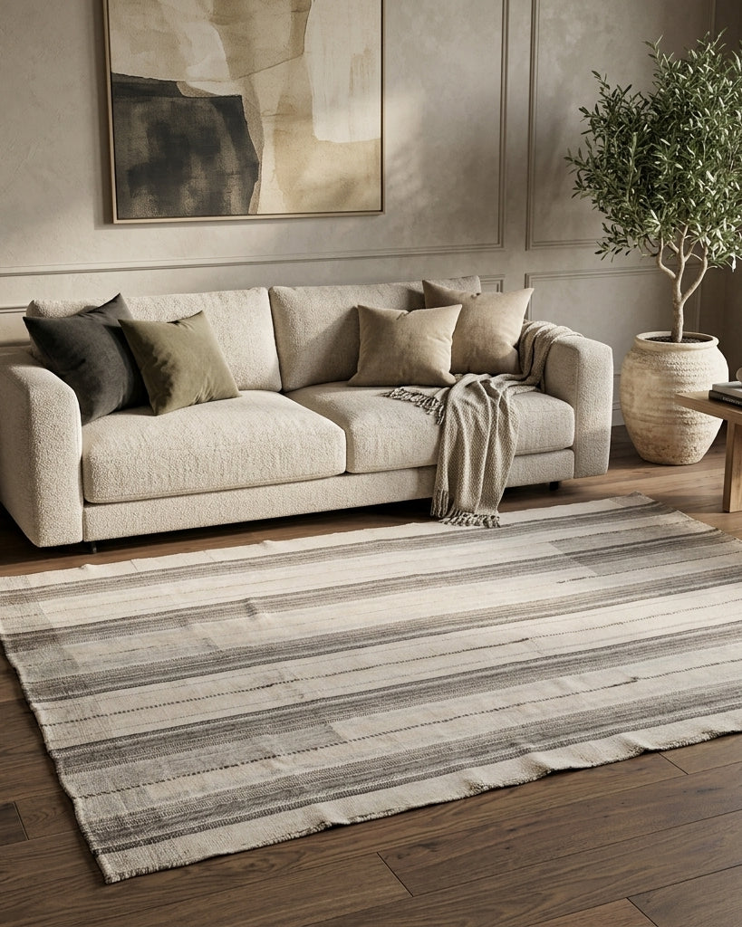 Striped pattern on the Tarabnur vintage kilim rug – handwoven flatweave in Anatolia, Turkey