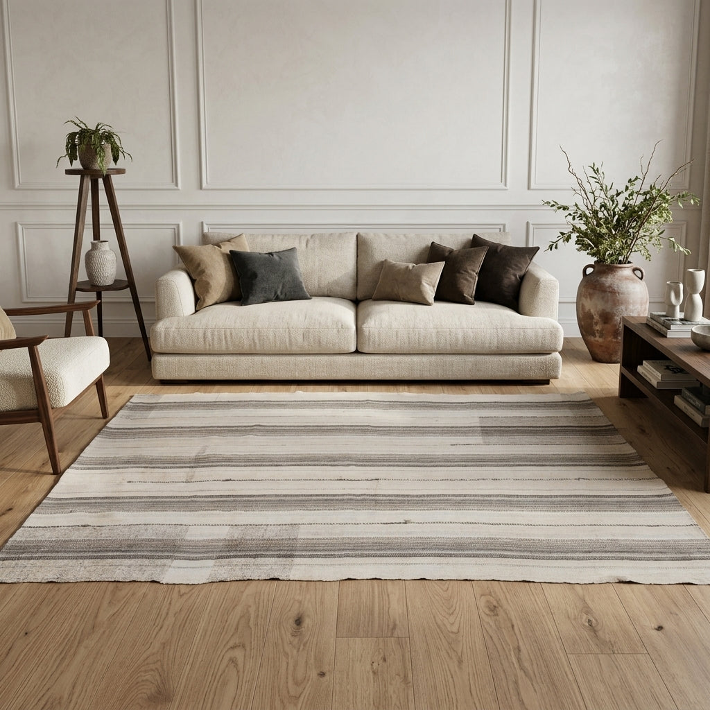 Striped pattern on the Tarabnur vintage kilim rug – handwoven flatweave in Anatolia, Turkey