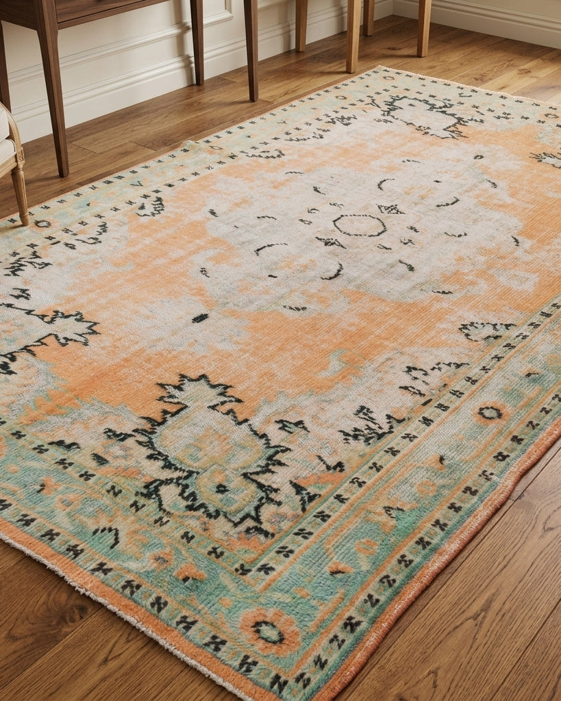 Oriental pattern on the Ceylanter vintage area rug – handmade in Anatolia, Turkey
