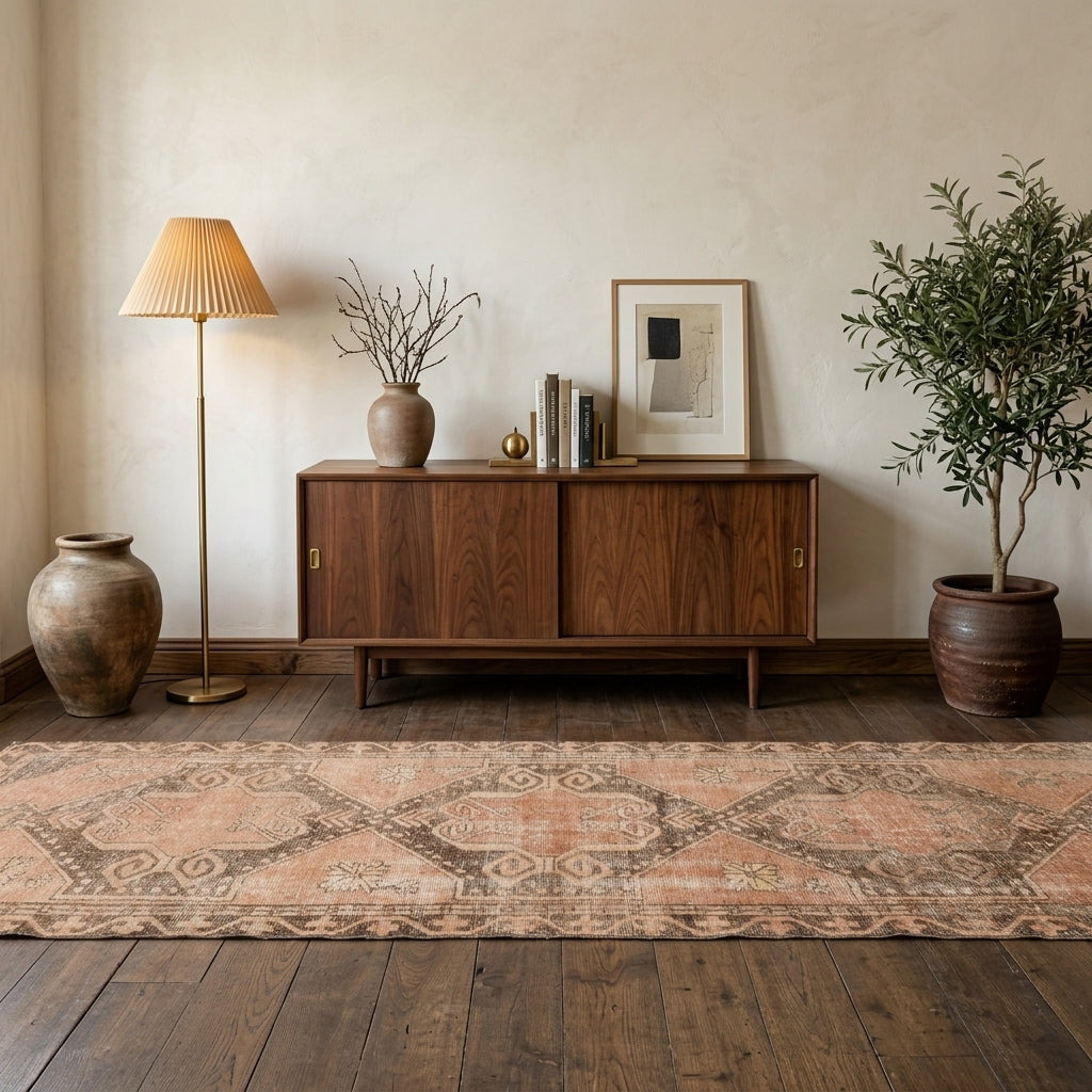 Oriental pattern on the Heliope vintage runner rug – handmade in Anatolia, Turkey