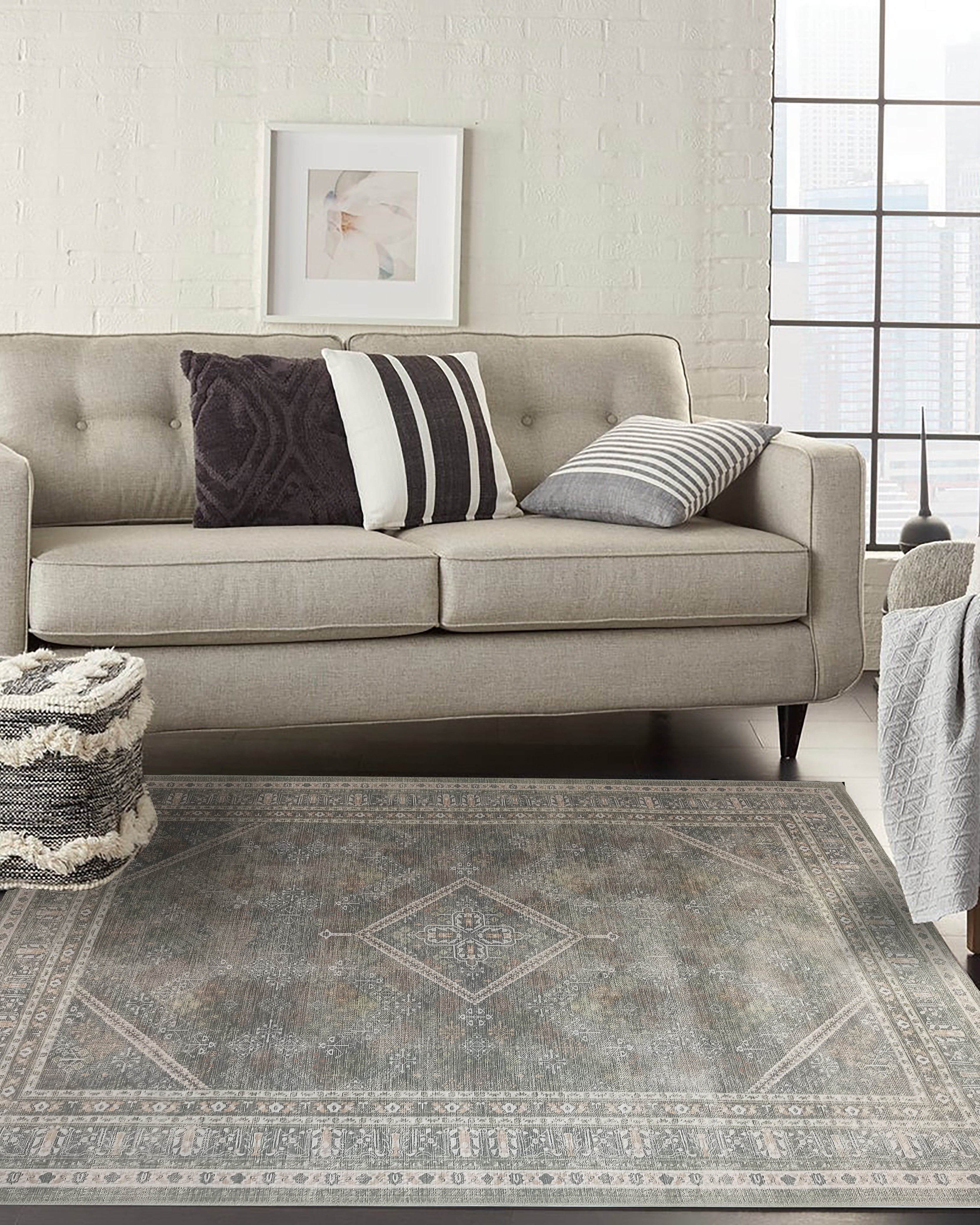 Nila Turkish Vintage Geometric Green & Olive Rug