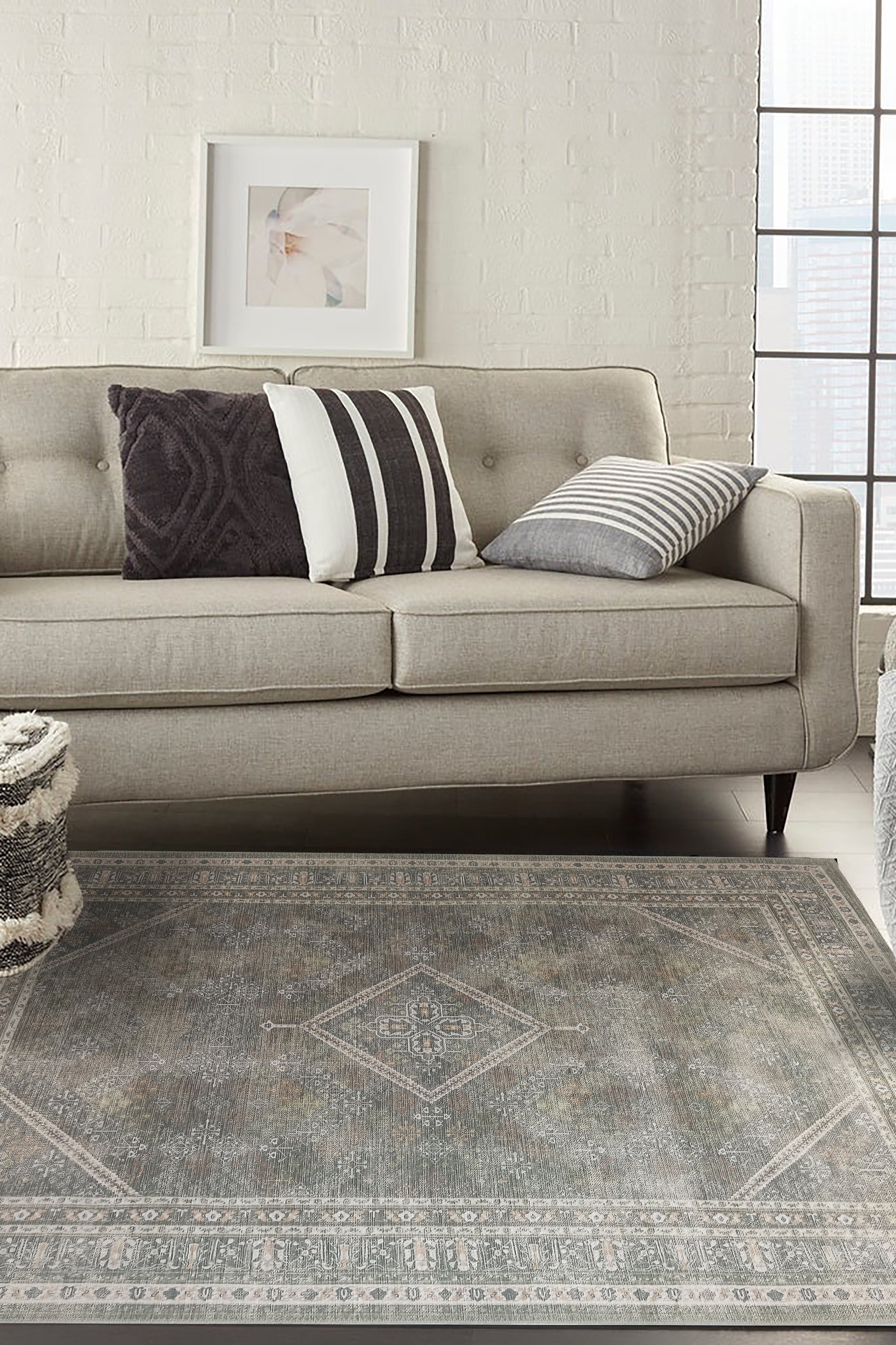 Nila Turkish Vintage Geometric Green & Olive Rug