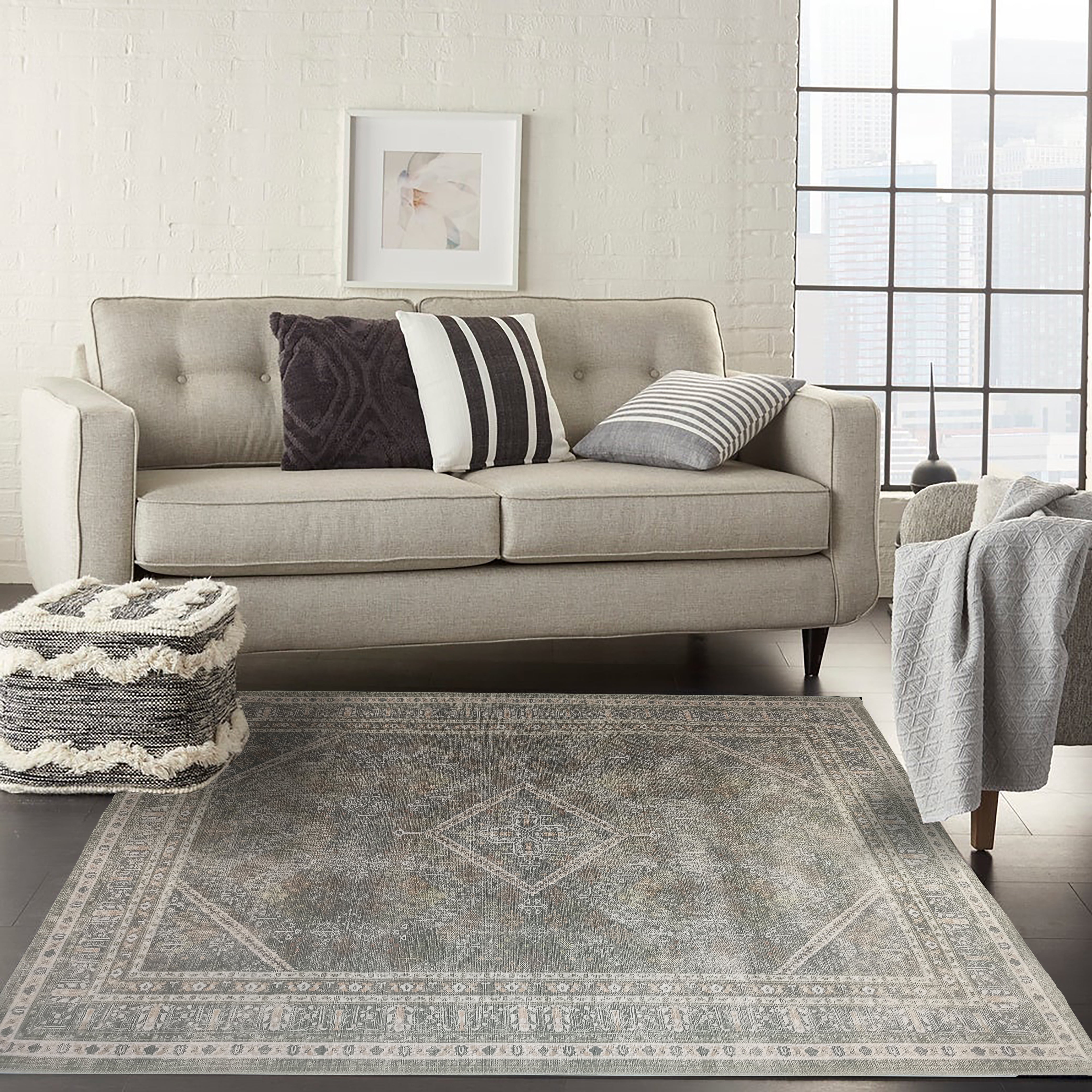 Nila Turkish Vintage Geometric Green & Olive Rug