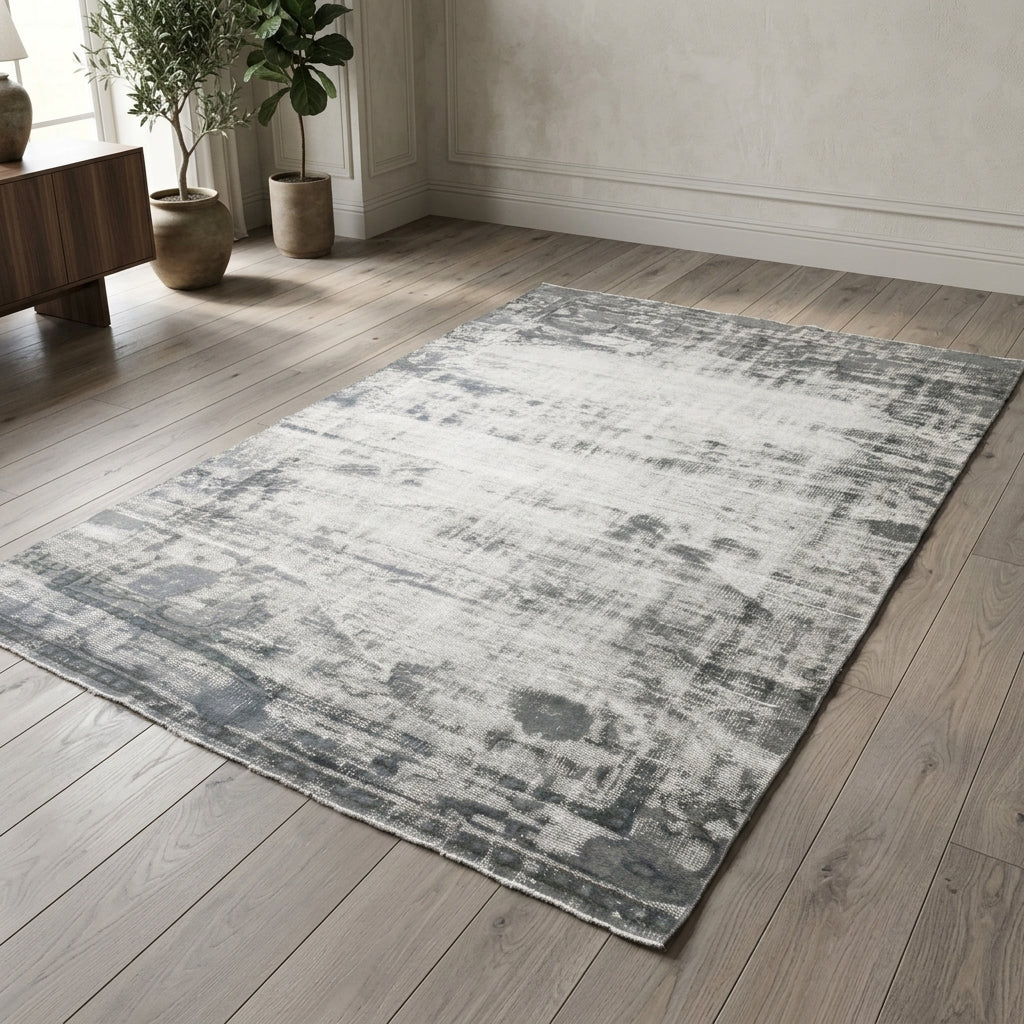 Abstract pattern on the Sedefara distressed vintage area rug – handmade in Anatolia, Turkey