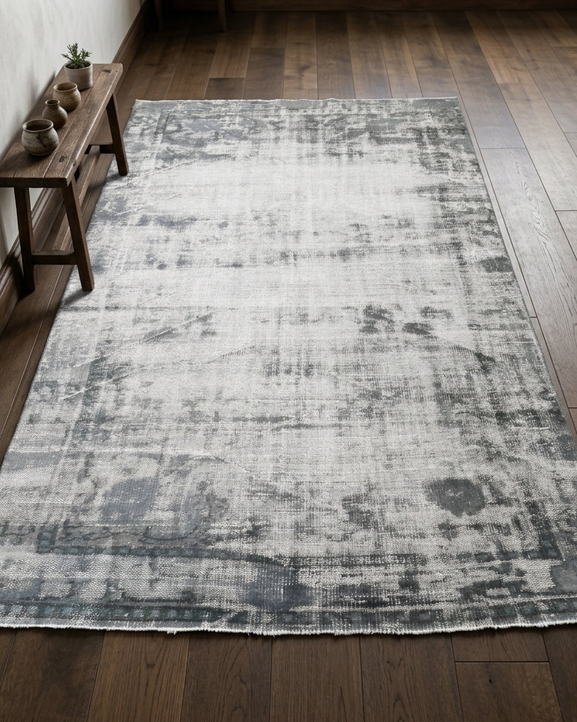Abstract pattern on the Sedefara distressed vintage area rug – handmade in Anatolia, Turkey
