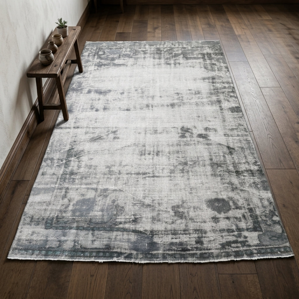 Abstract pattern on the Sedefara distressed vintage area rug – handmade in Anatolia, Turkey