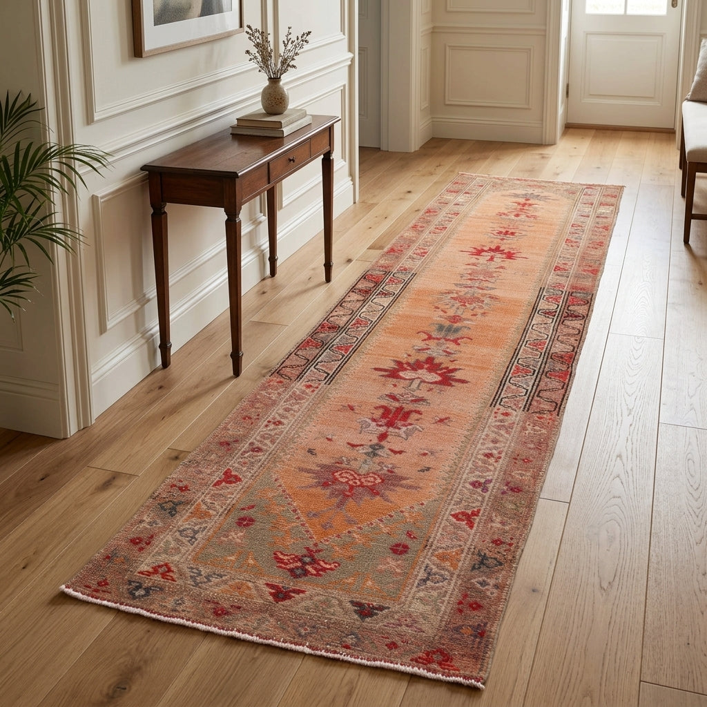 Oriental pattern on the Ambropetra vintage runner rug – handmade in Anatolia, Turkey
