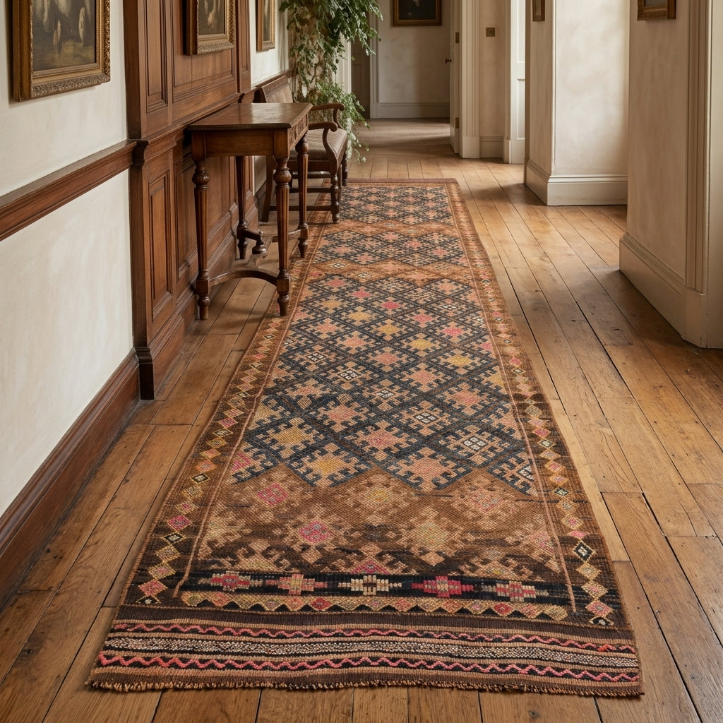 Ikat pattern on the Ceyhansu vintage runner rug – handmade in Anatolia, Turkey