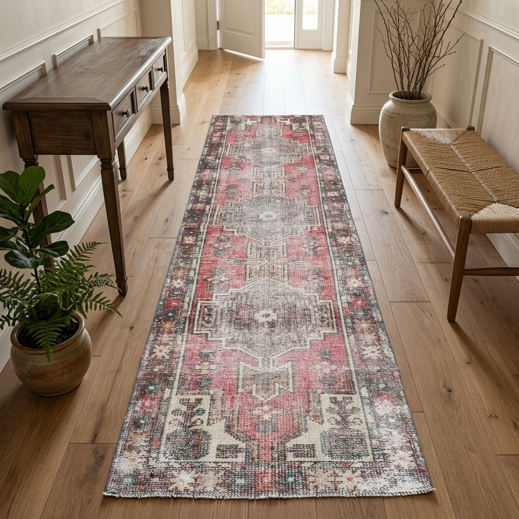 Oriental pattern on the Ferahefsan vintage runner rug – handmade in Anatolia, Turkey