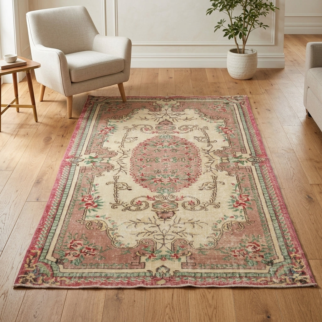 Oriental pattern on the Iliolampe vintage area rug – handmade in Anatolia, Turkey