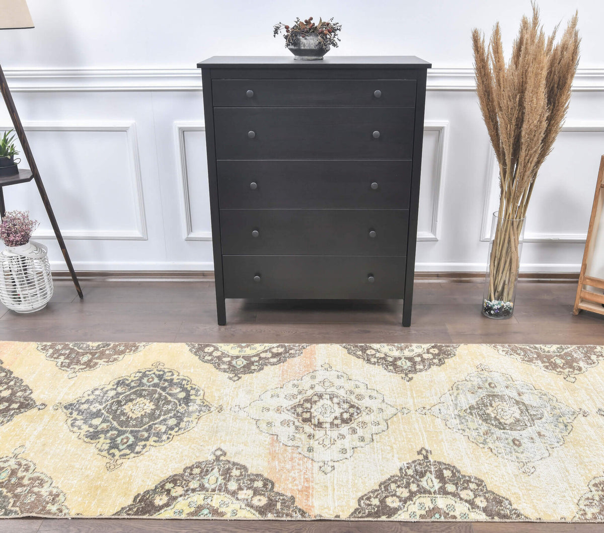 3x10 Vintage Oushak Faded Yellow Runner
