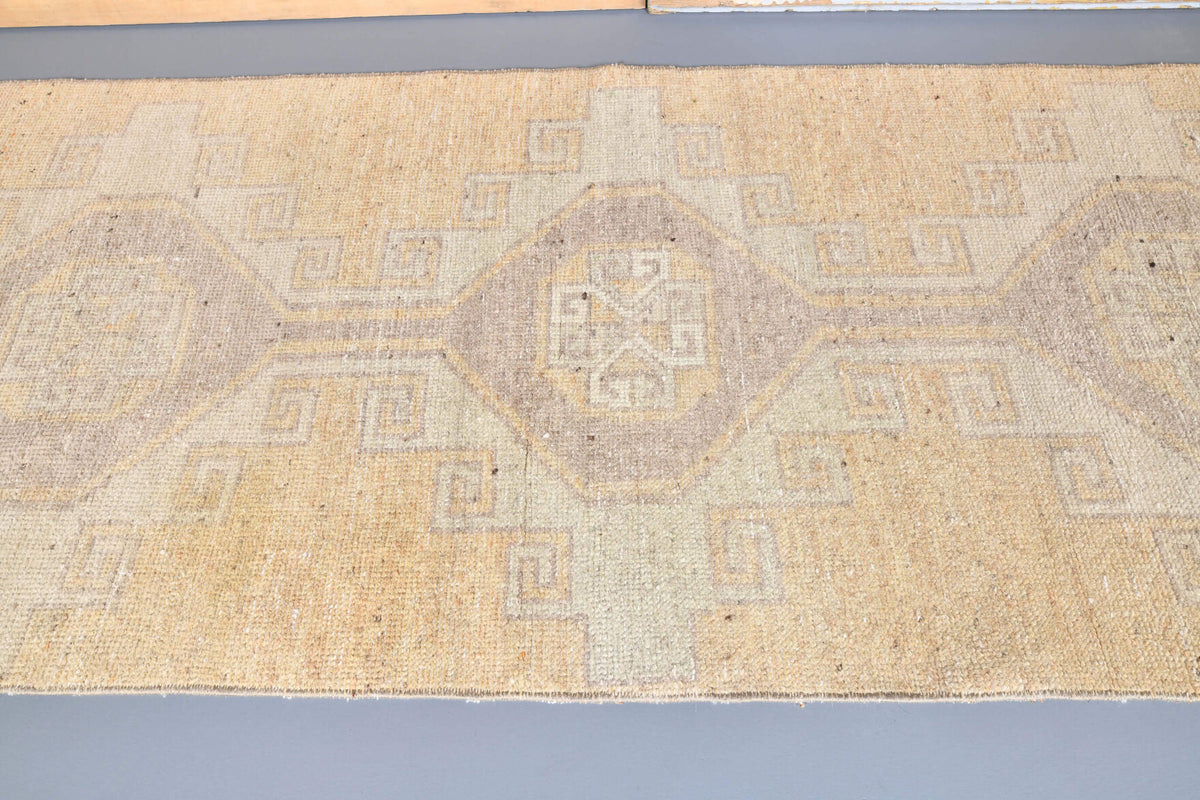 Vintage Beige Oushak Runner Rug
