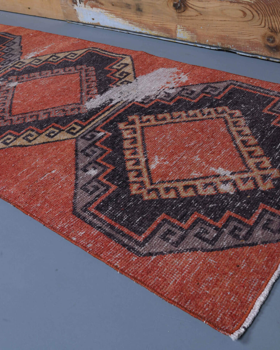 81x298 cm vintage Anatolian runner rug – Umaygun, low pile, wool