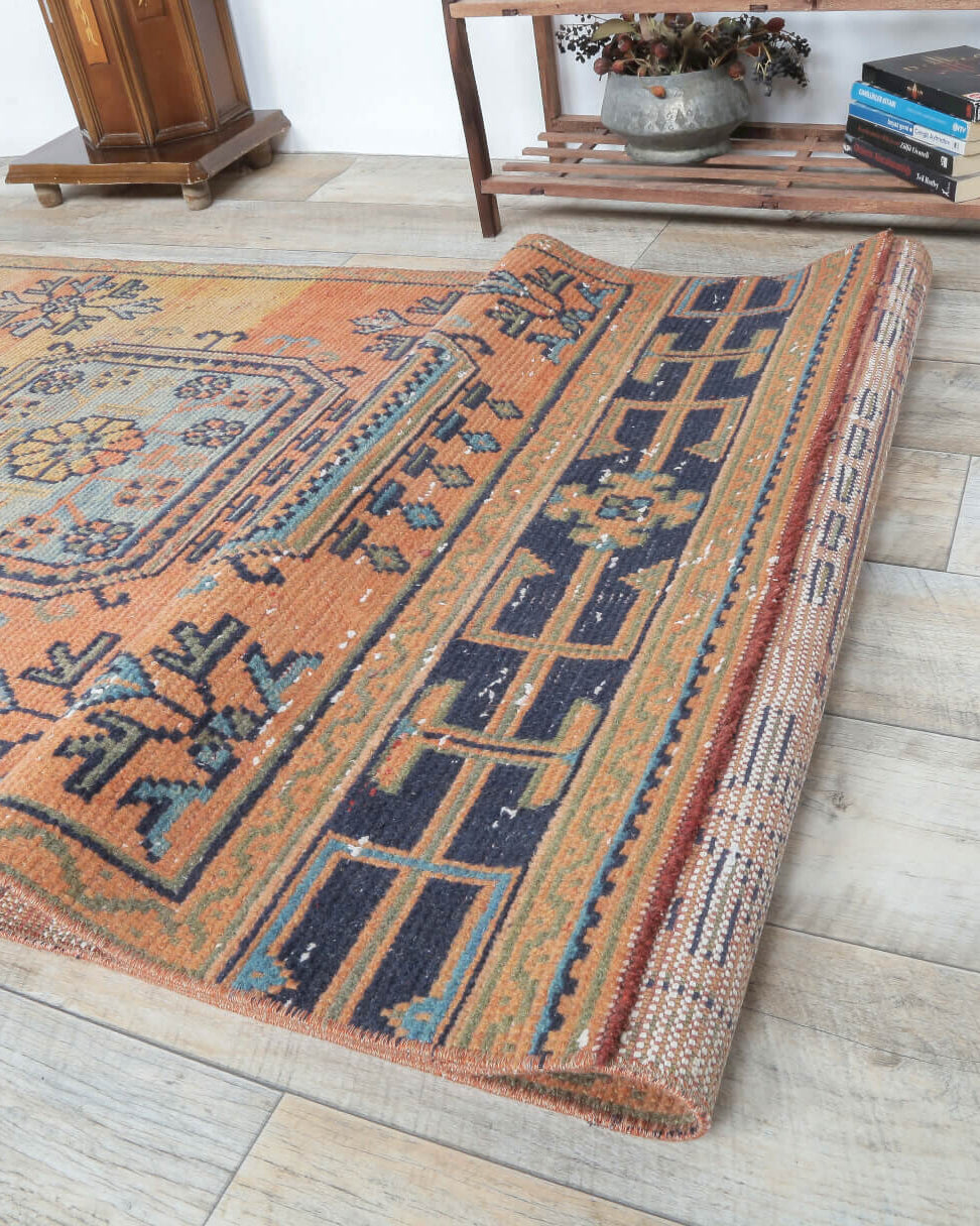 Authentic Anatolian vintage runner rug (1970s) with ikat design – one-of-a-kind at Fame Rugs