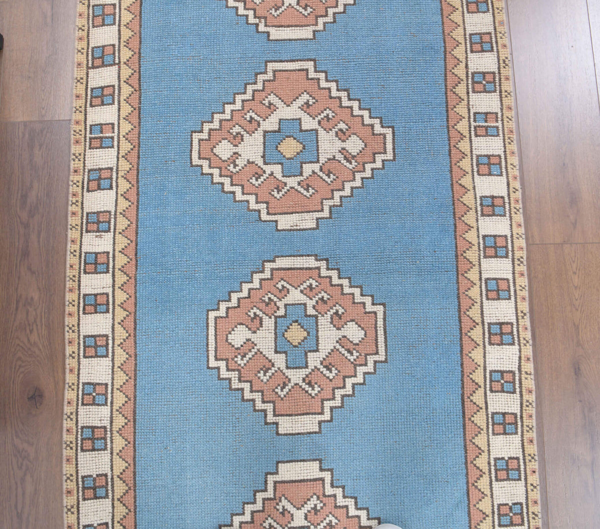 3x10 Pastel Blue Vintage Oushak Runner Rug