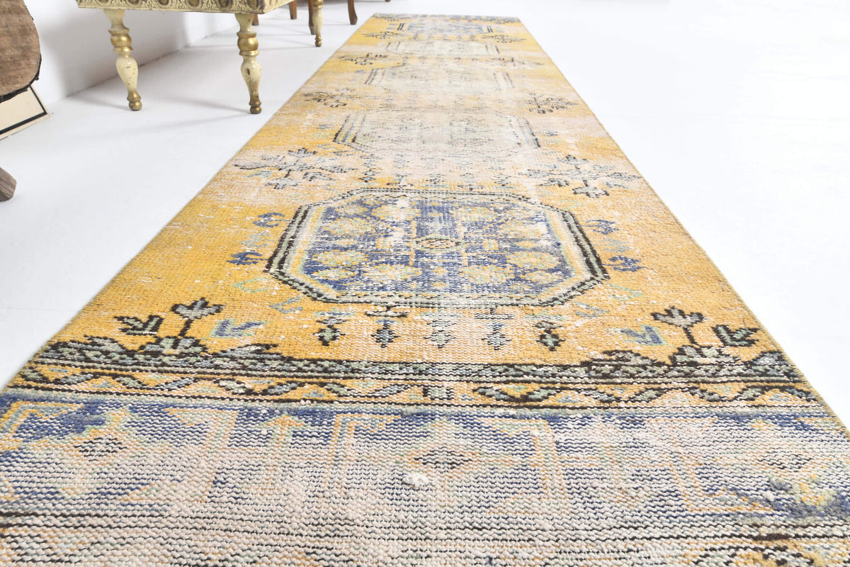 Vintage Oushak Runner Distressed Rug