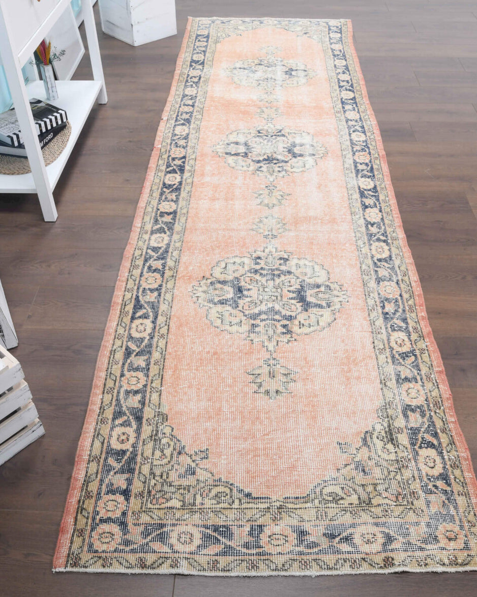 Vintage Pastel Colored Runner Rug