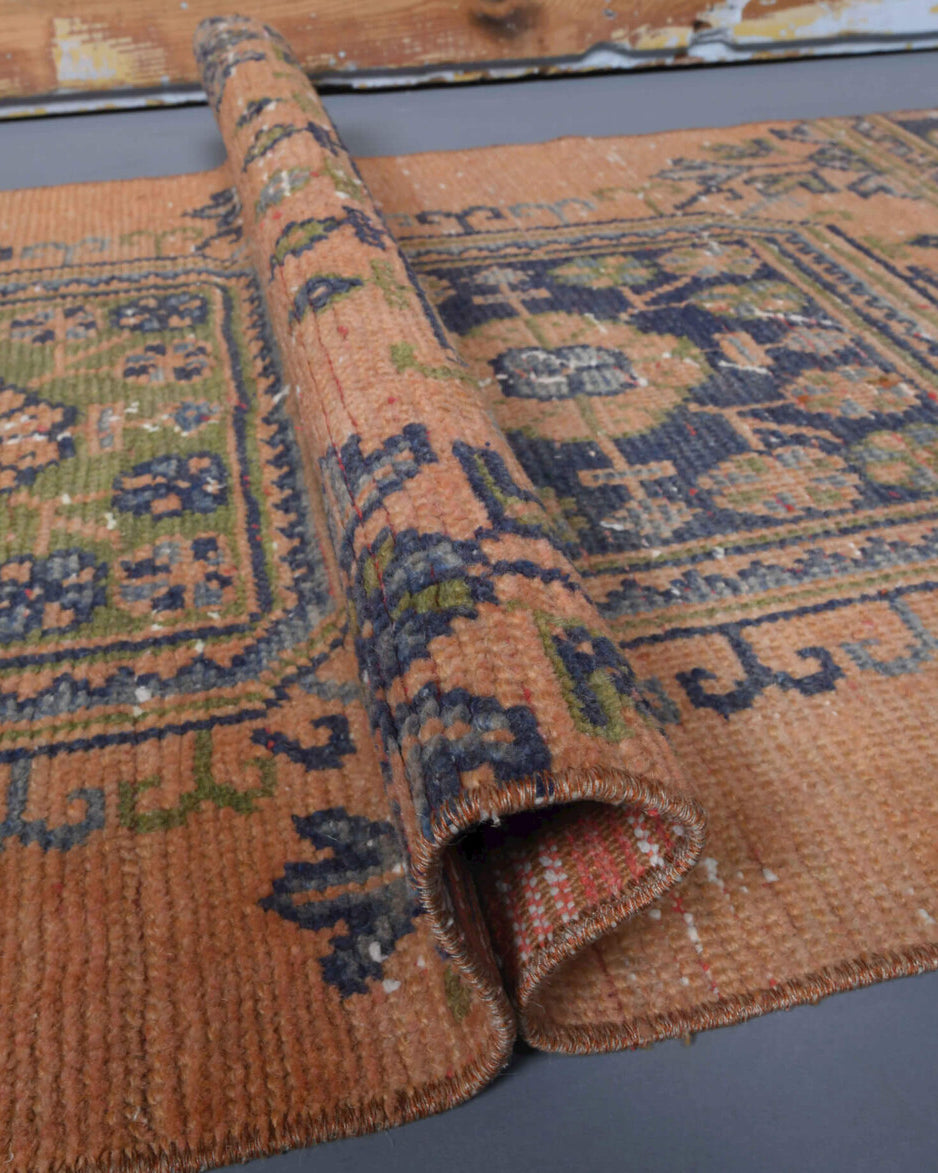 Authentic Anatolian vintage runner rug (1970s) with floral design – one-of-a-kind at Fame Rugs