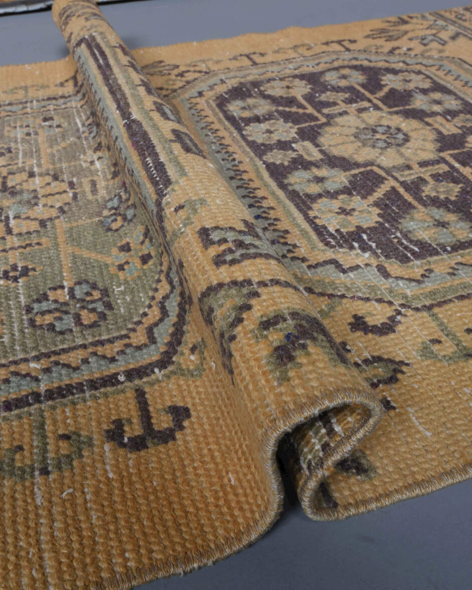 Authentic Anatolian vintage runner rug (1970s) with floral design – one-of-a-kind at Fame Rugs