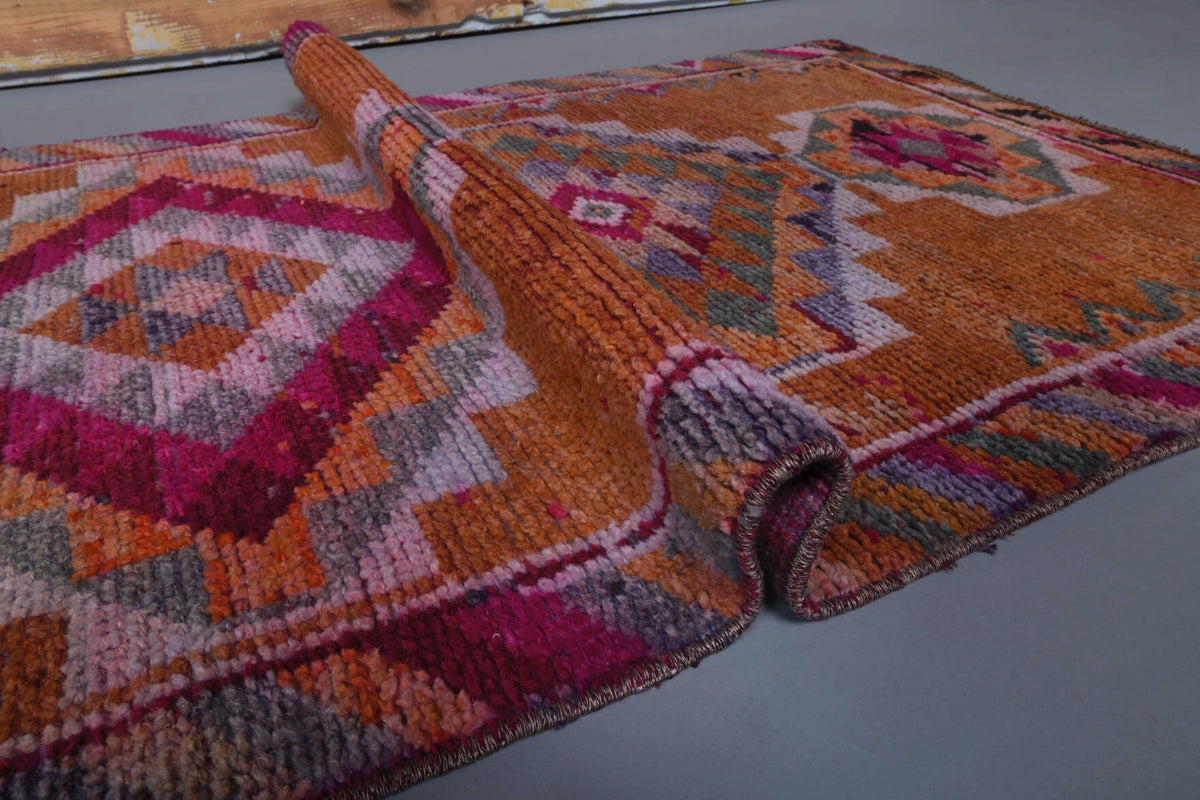 Authentic Anatolian vintage runner rug (1970s) with ikat design – one-of-a-kind at Fame Rugs