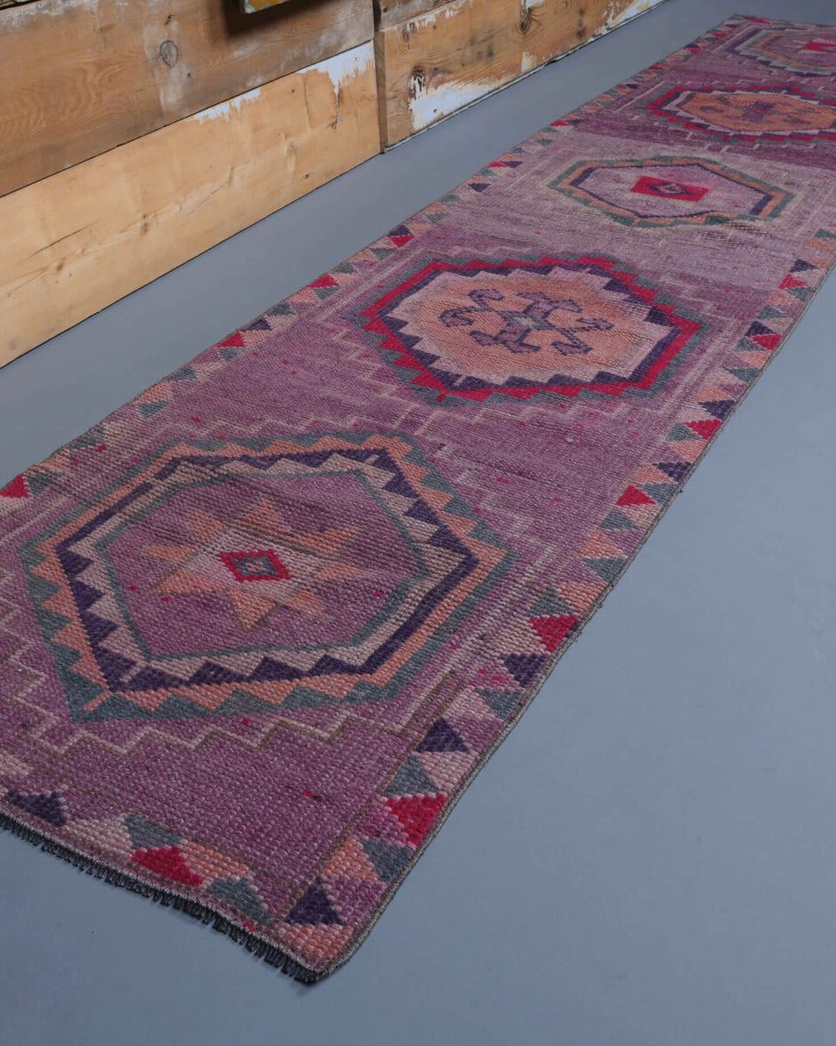 Vintage Hand-Knotted Runner Rug