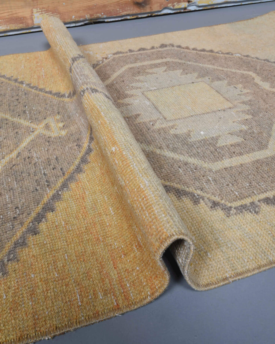 Authentic Anatolian vintage runner rug (1970s) with geometric design – one-of-a-kind at Fame Rugs