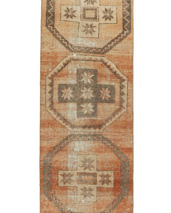 Vintage Orange Oushak Runner Rug