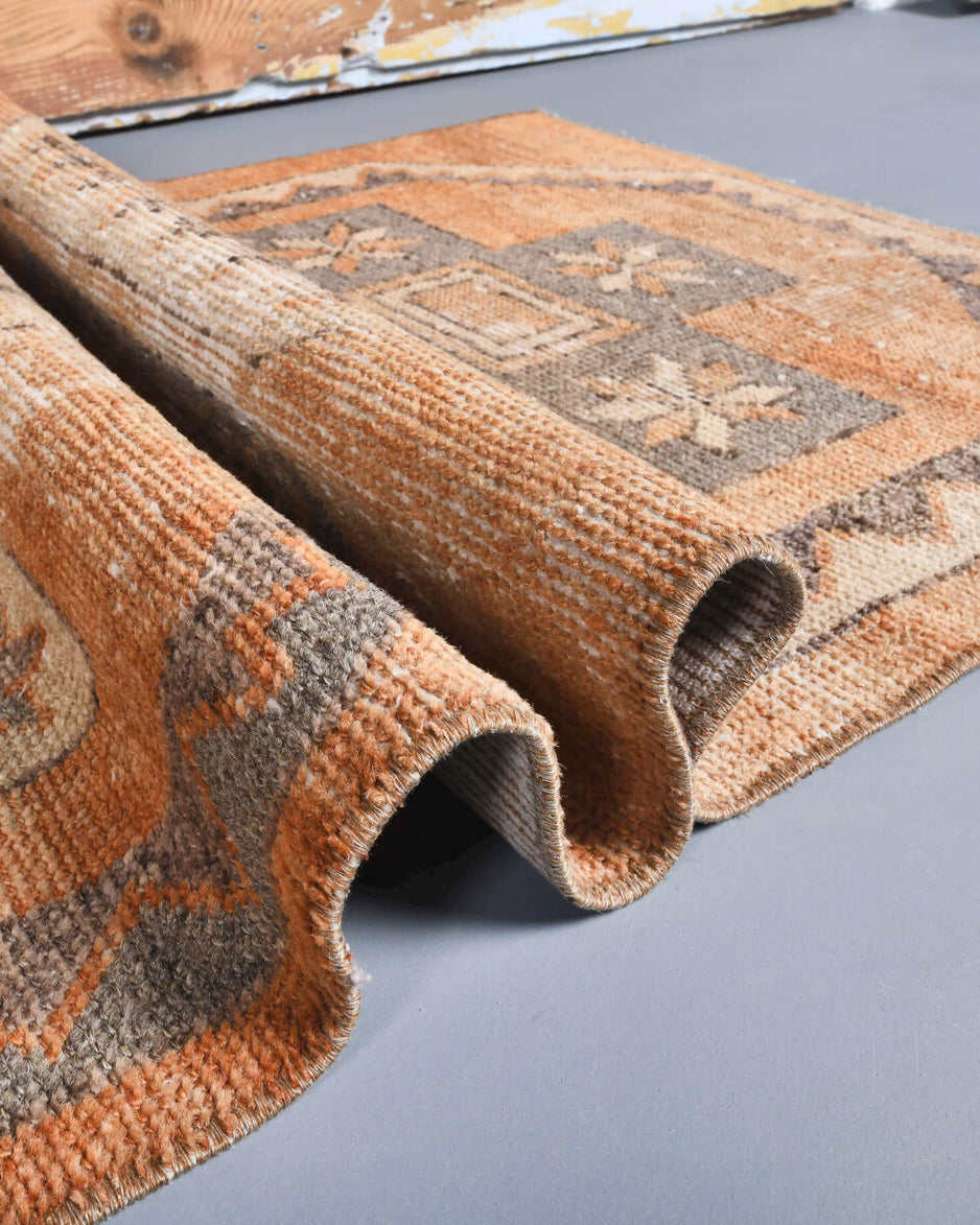 Handmade wool runner from Anatolia, Turkey – Vintage Orange Oushak Runner Rug 2'6" x 10'11"