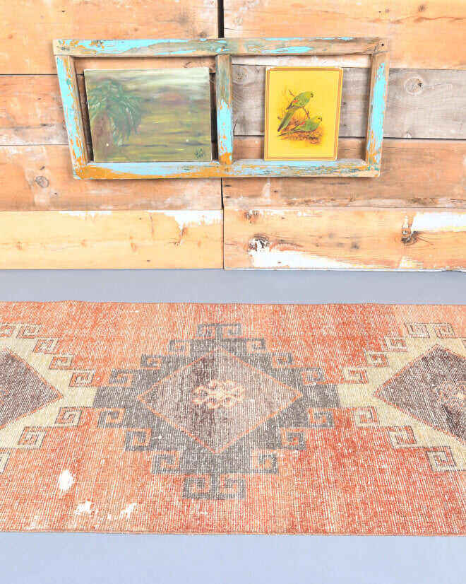 Authentic Anatolian vintage runner rug (1970s) with ikat design – one-of-a-kind at Fame Rugs