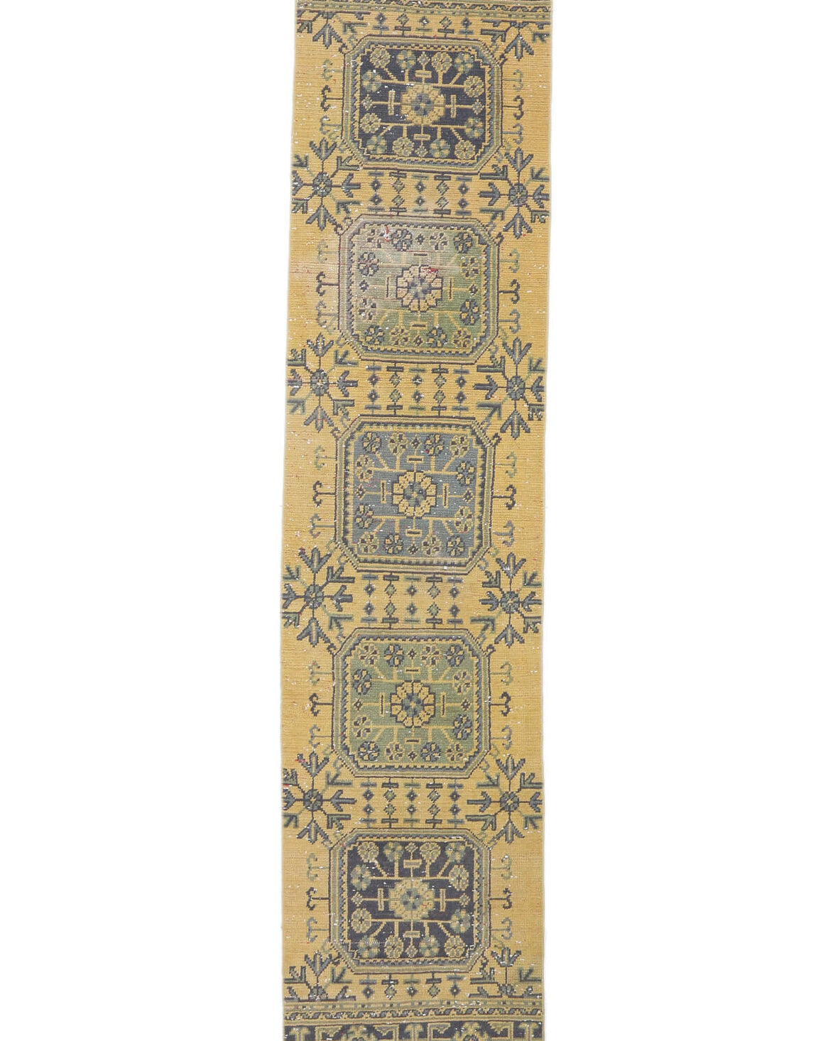 3x11 Vintage Handwoven Oushak Yellow Gold Runner