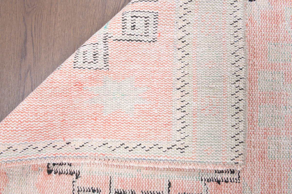 Authentic Anatolian antique washed vintage runner rug (1950s) with oriental design – one-of-a-kind at Fame Rugs