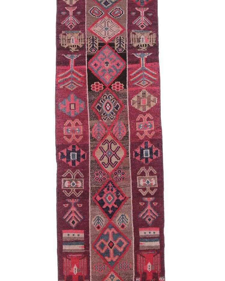 3x11 Hand-Knotted Vintage Anatolian Runner Rug