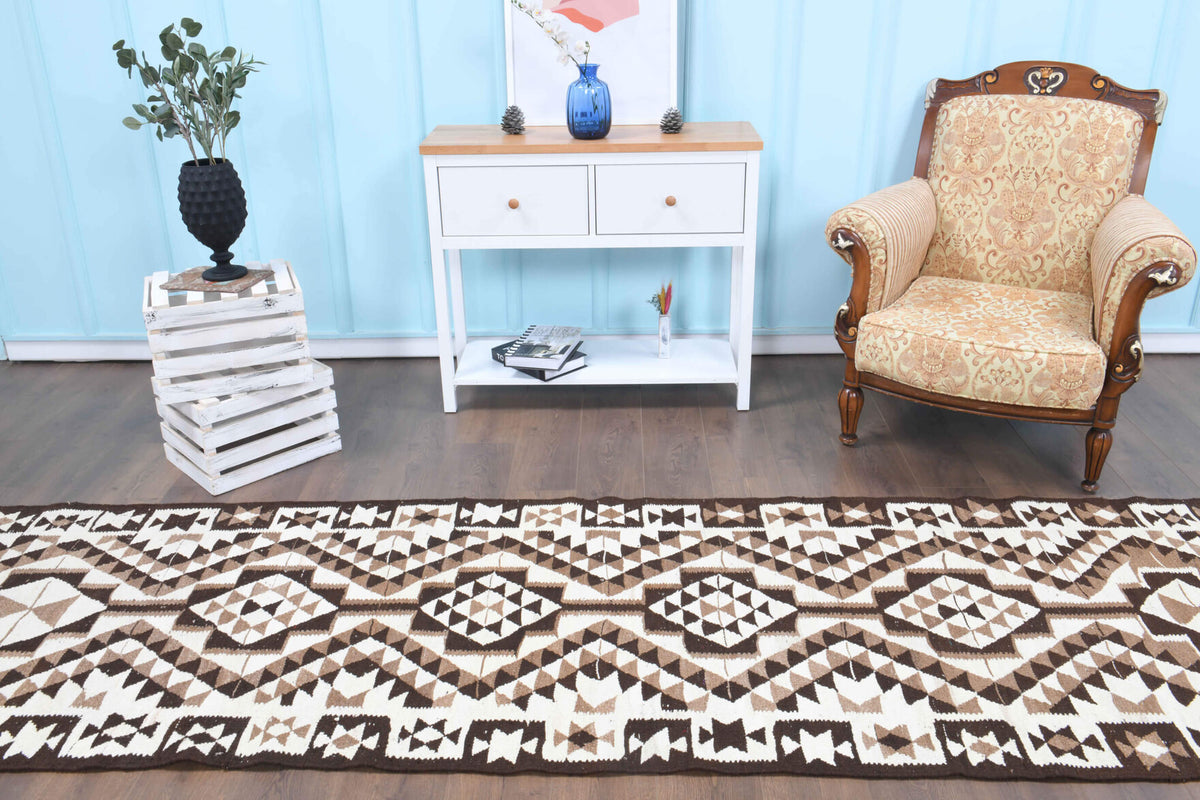 One-of-a-kind 1960s Anatolian vintage kilim runner rug in wool, 3'3" x 10'11"