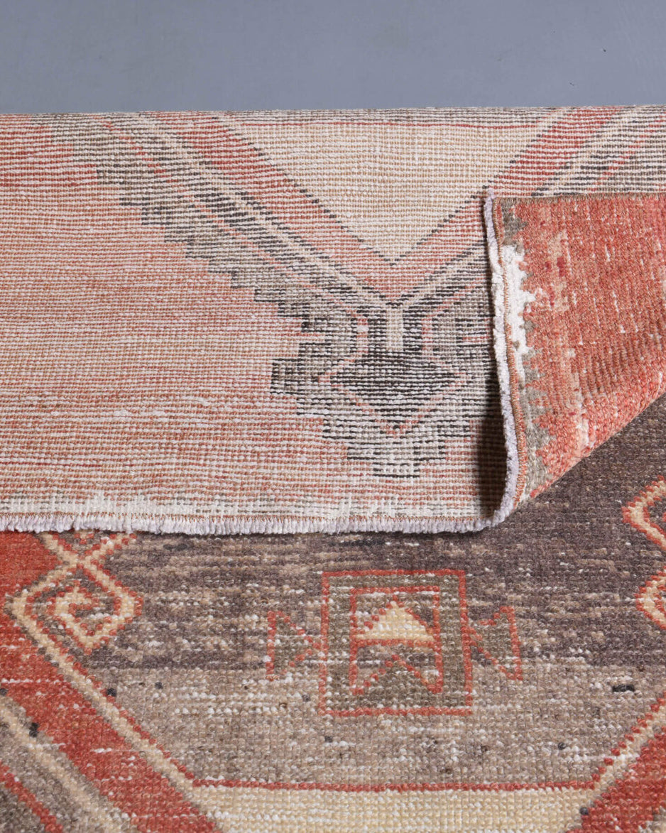 89x363 cm vintage Anatolian runner rug – Polypheme, low pile, wool
