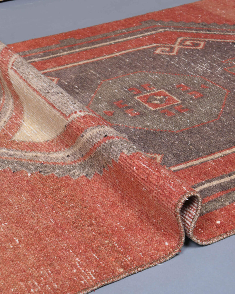 Authentic Anatolian vintage runner rug (1970s) with geometric design – one-of-a-kind at Fame Rugs